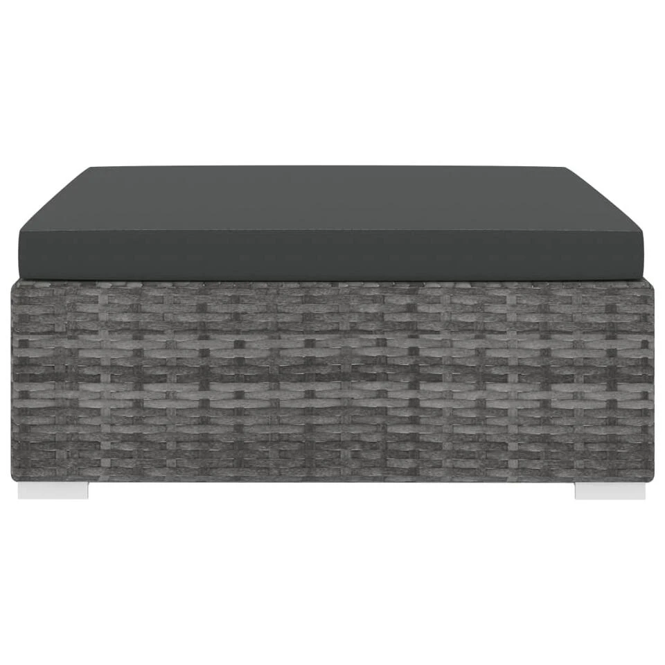 VidaXL Voetensteun 1 St Met Kussen Poly Rattan Grijs 2 VidaXL Voetensteun 1 St Met Kussen Poly Rattan Grijs - Afbeelding 2