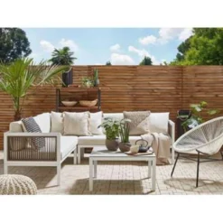 Beliani Loungeset BORELLO - Wit Aluminium 6 Beliani Loungeset BORELLO - Wit Aluminium -VIDAXL Banken Verkoop 1000000666 0102