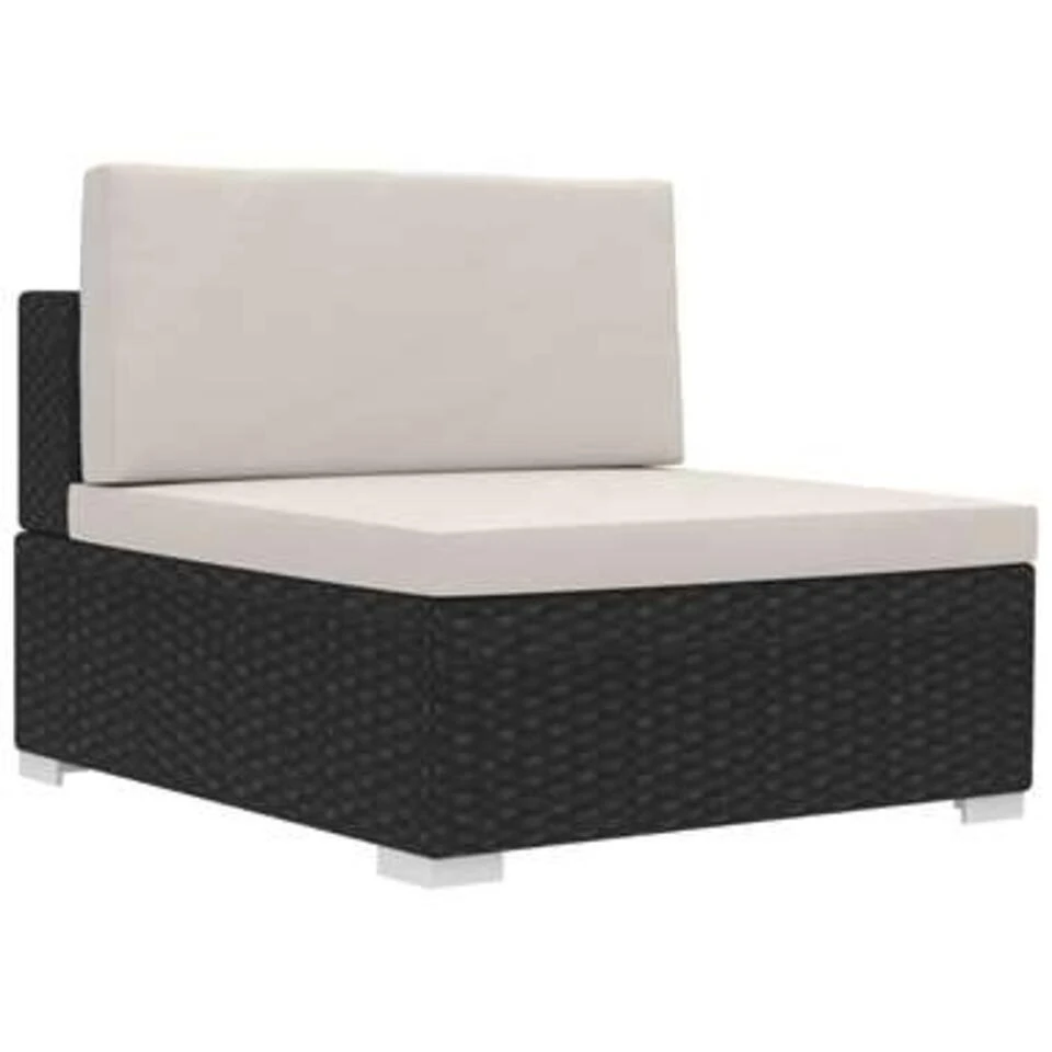VidaXL 3-delige Loungeset Met Kussens Poly Rattan Zwart 3 VidaXL 3-delige Loungeset Met Kussens Poly Rattan Zwart - Afbeelding 3