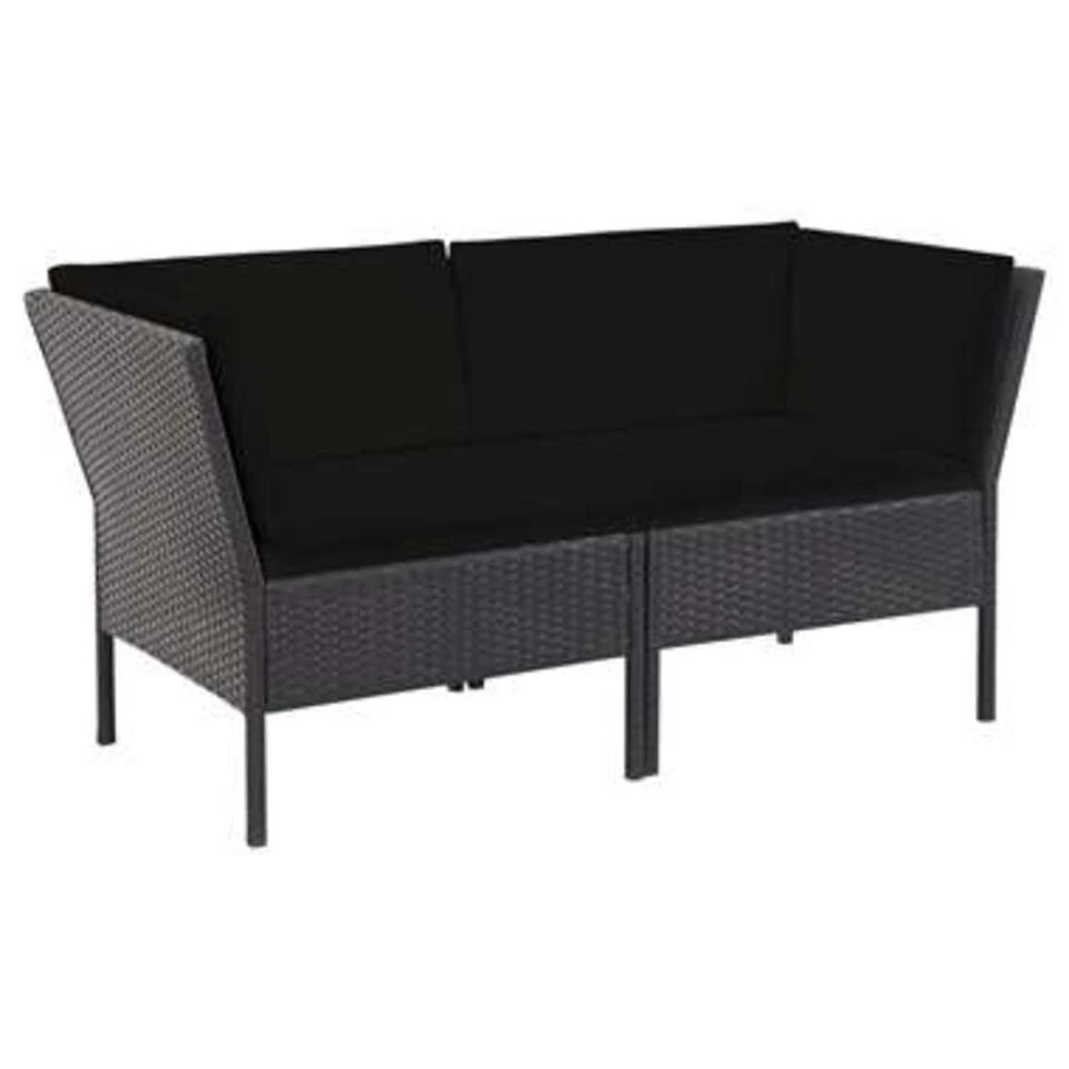 VidaXL 6-delige Loungeset Met Kussens Poly Rattan Zwart 2 VidaXL 6-delige Loungeset Met Kussens Poly Rattan Zwart - Afbeelding 2