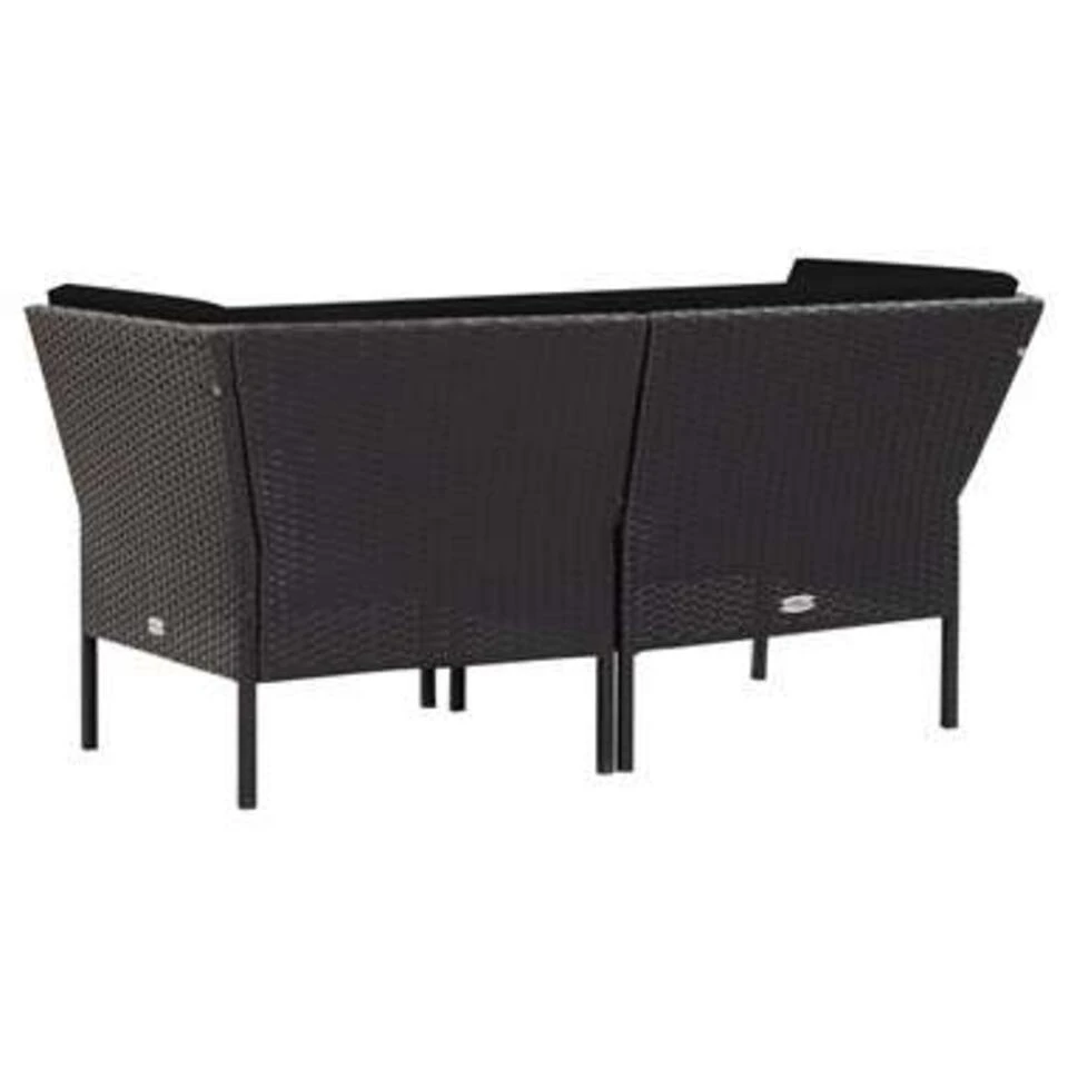 VidaXL 6-delige Loungeset Met Kussens Poly Rattan Zwart 4 VidaXL 6-delige Loungeset Met Kussens Poly Rattan Zwart - Afbeelding 4