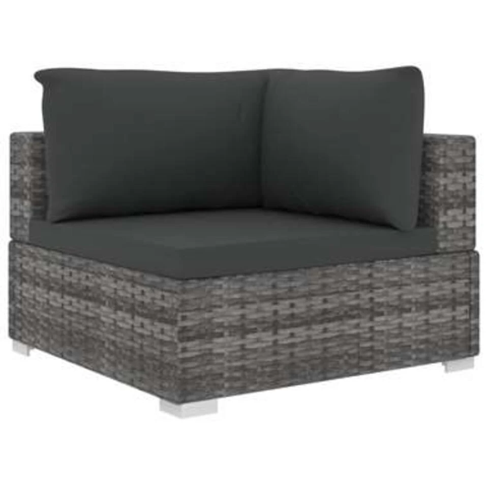 VidaXL 6-delige Loungeset Met Kussens Poly Rattan Grijs 3 VidaXL 6-delige Loungeset Met Kussens Poly Rattan Grijs - Afbeelding 3
