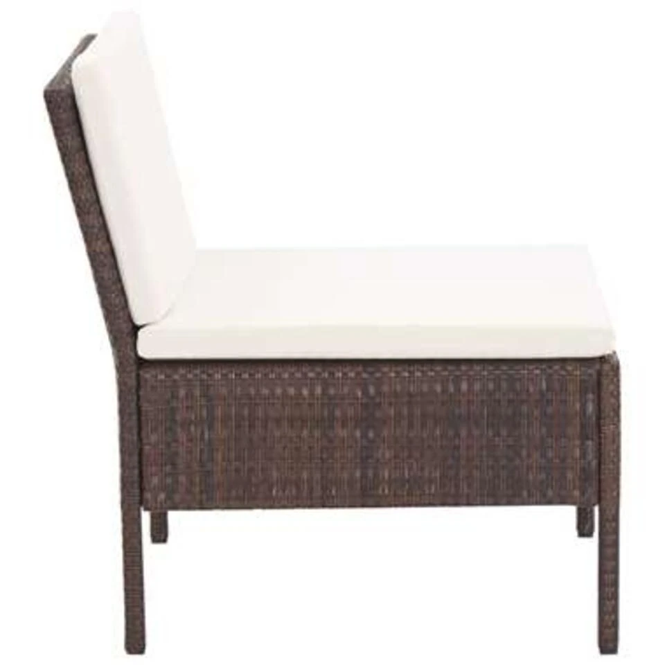 VidaXL 3-delige Loungeset Met Kussens Poly Rattan Bruin 3 VidaXL 3-delige Loungeset Met Kussens Poly Rattan Bruin - Afbeelding 3