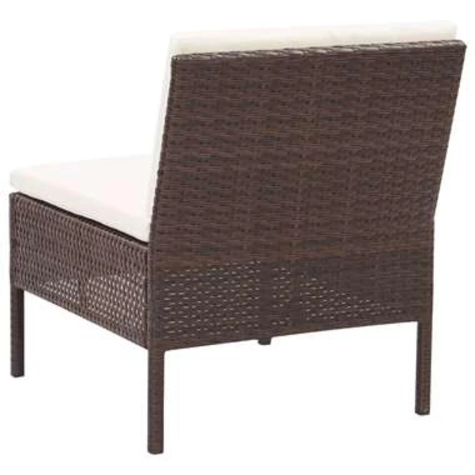VidaXL 3-delige Loungeset Met Kussens Poly Rattan Bruin 4 VidaXL 3-delige Loungeset Met Kussens Poly Rattan Bruin - Afbeelding 4