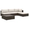 VidaXL 5-delige Loungeset Met Kussens Poly Rattan Bruin