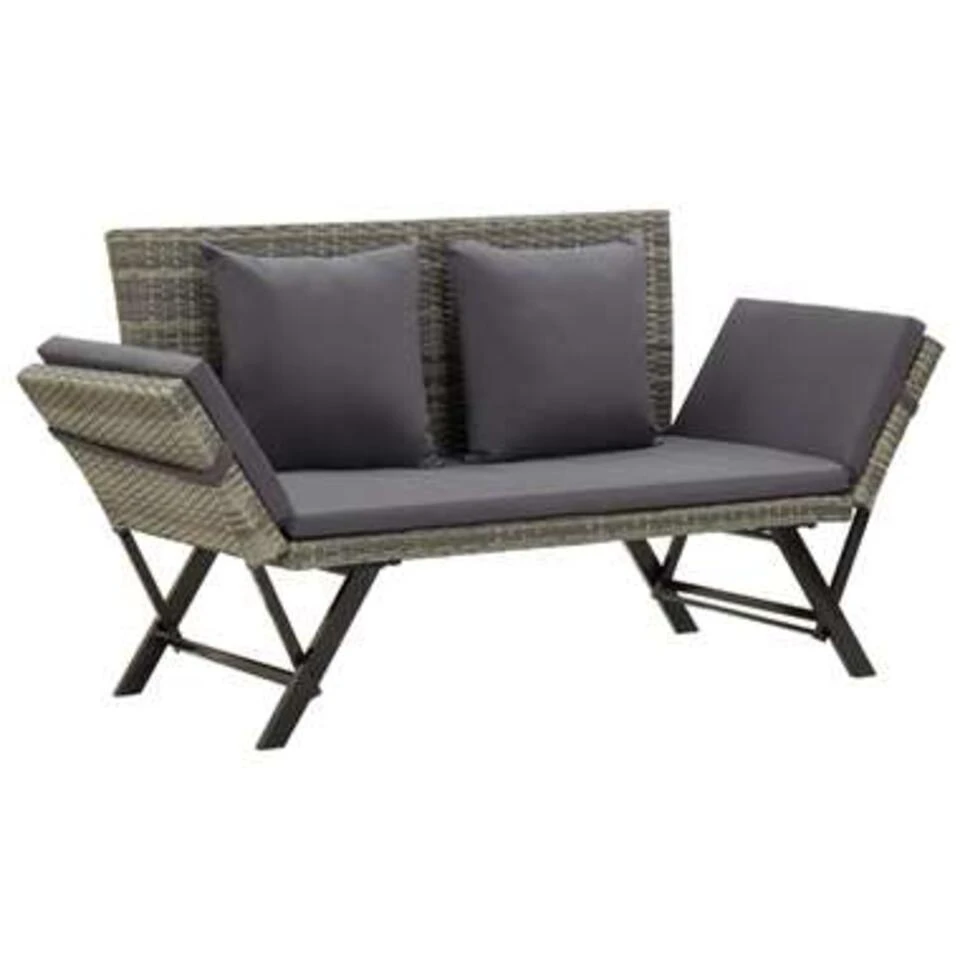 VidaXL Tuinbank Met Kussens 176 Cm Poly Rattan Grijs 1 VidaXL Tuinbank Met Kussens 176 Cm Poly Rattan Grijs