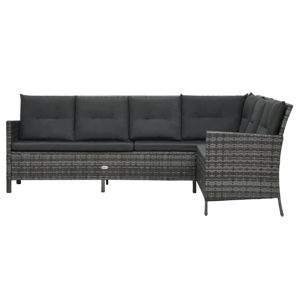 VidaXL 3-delige Loungeset Met Kussens Poly Rattan Grijs 2 VidaXL 3-delige Loungeset Met Kussens Poly Rattan Grijs - Afbeelding 2