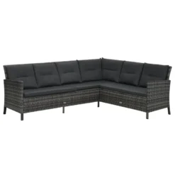 VidaXL 3-delige Loungeset Met Kussens Poly Rattan Grijs 6 VidaXL 3-delige Loungeset Met Kussens Poly Rattan Grijs -VIDAXL Banken Verkoop 1000005393 0102