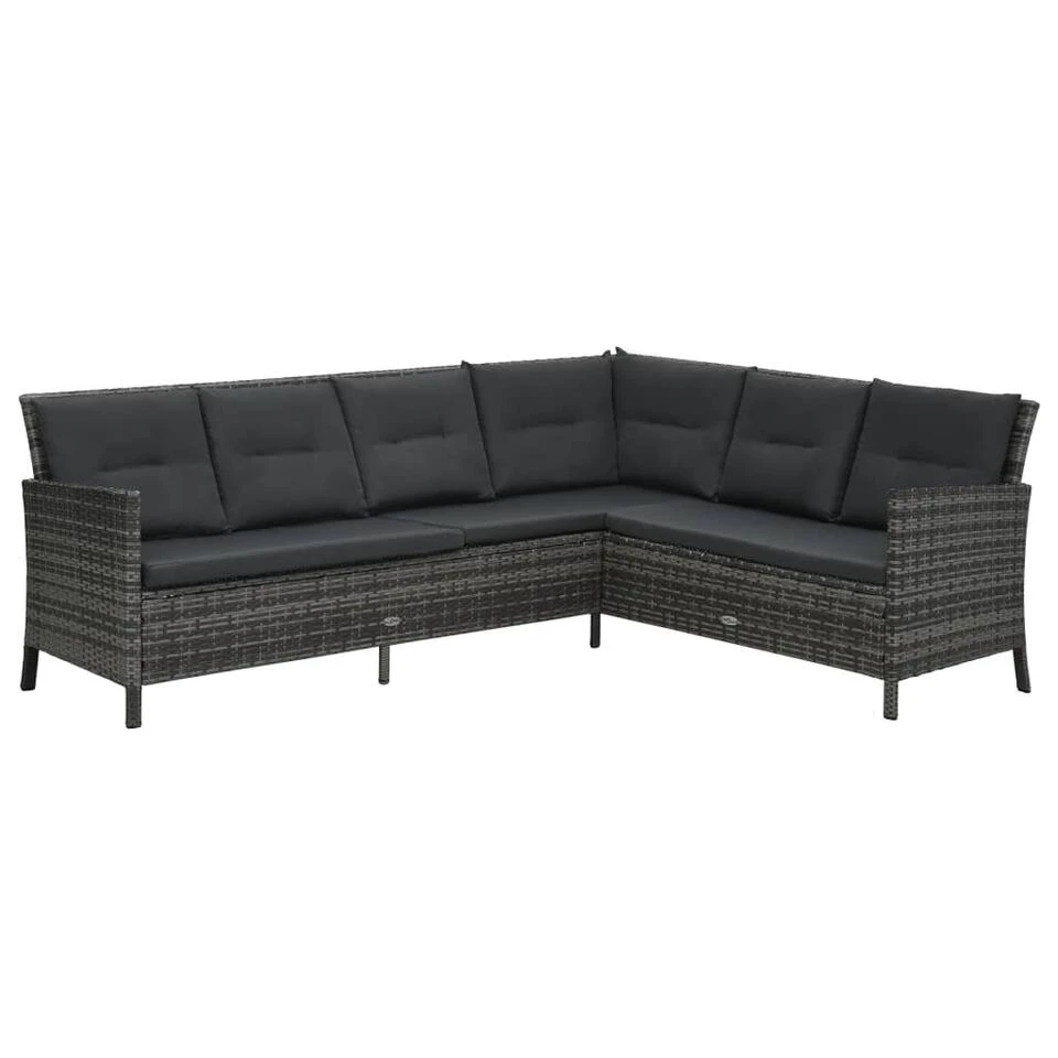 VidaXL 3-delige Loungeset Met Kussens Poly Rattan Grijs 3 VidaXL 3-delige Loungeset Met Kussens Poly Rattan Grijs - Afbeelding 3