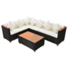 VidaXL 4-delige Loungeset Met Kussens Poly Rattan Zwart