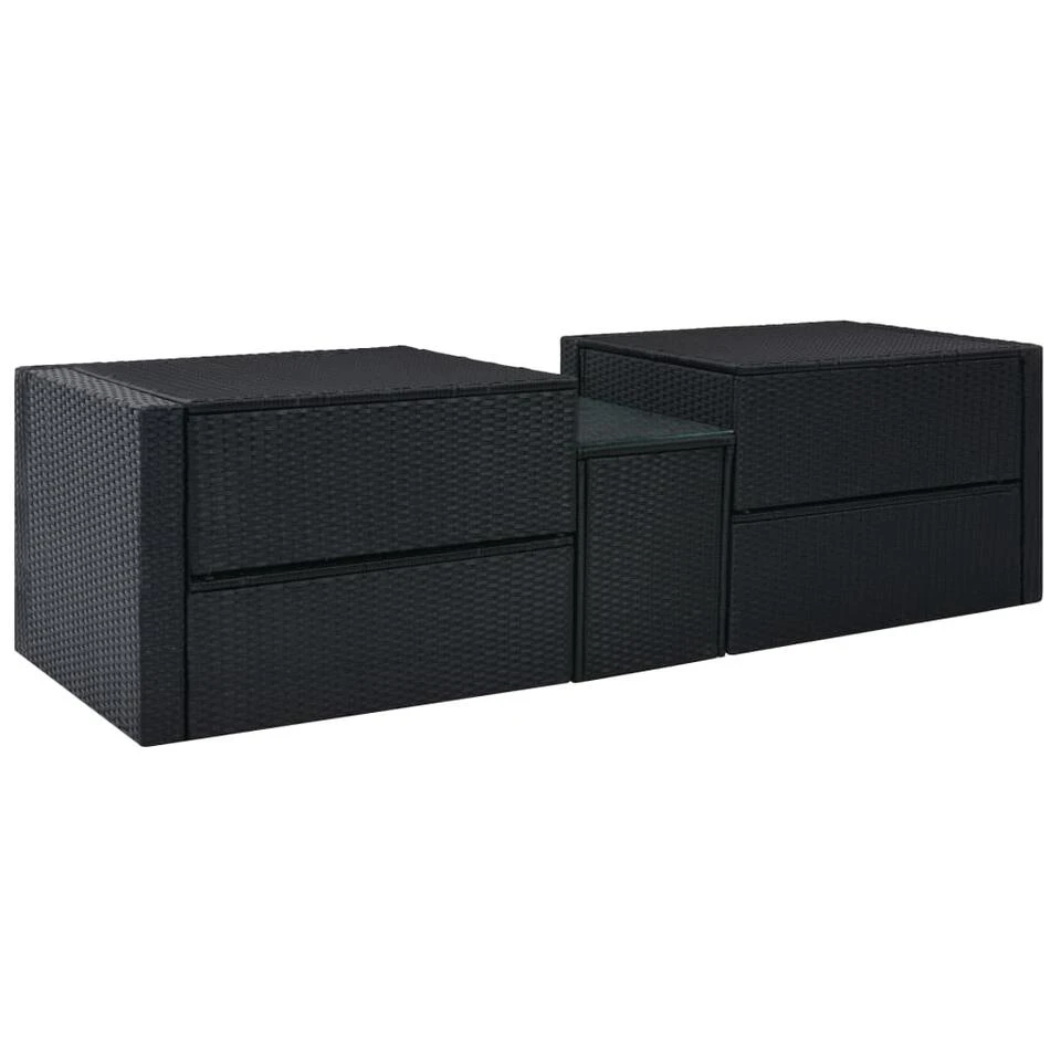 VidaXL 5-delige Loungeset Met Kussens Poly Rattan Zwart 4 VidaXL 5-delige Loungeset Met Kussens Poly Rattan Zwart - Afbeelding 4