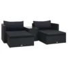 VidaXL 5-delige Loungeset Met Kussens Poly Rattan Zwart