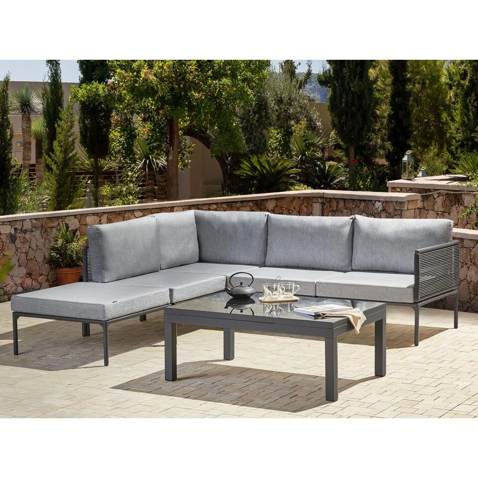 Beliani Loungeset FORANO - Grijs Aluminium 2 Beliani Loungeset FORANO - Grijs Aluminium - Afbeelding 2