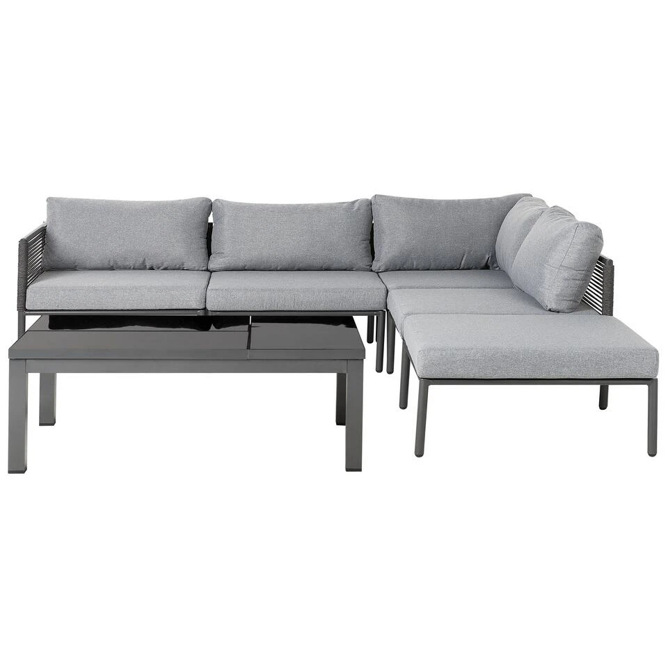 Beliani Loungeset FORANO - Grijs Aluminium 1 Beliani Loungeset FORANO - Grijs Aluminium