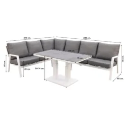 VDG Azoren Lounge Dining Set Links - White (tafel Verstelbaar) -VIDAXL Banken Verkoop 1000031629 0102