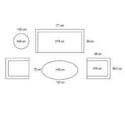 Garden Impressions Lucas Loungeset 5-delig - Natural -VIDAXL Banken Verkoop 1000035530 0103