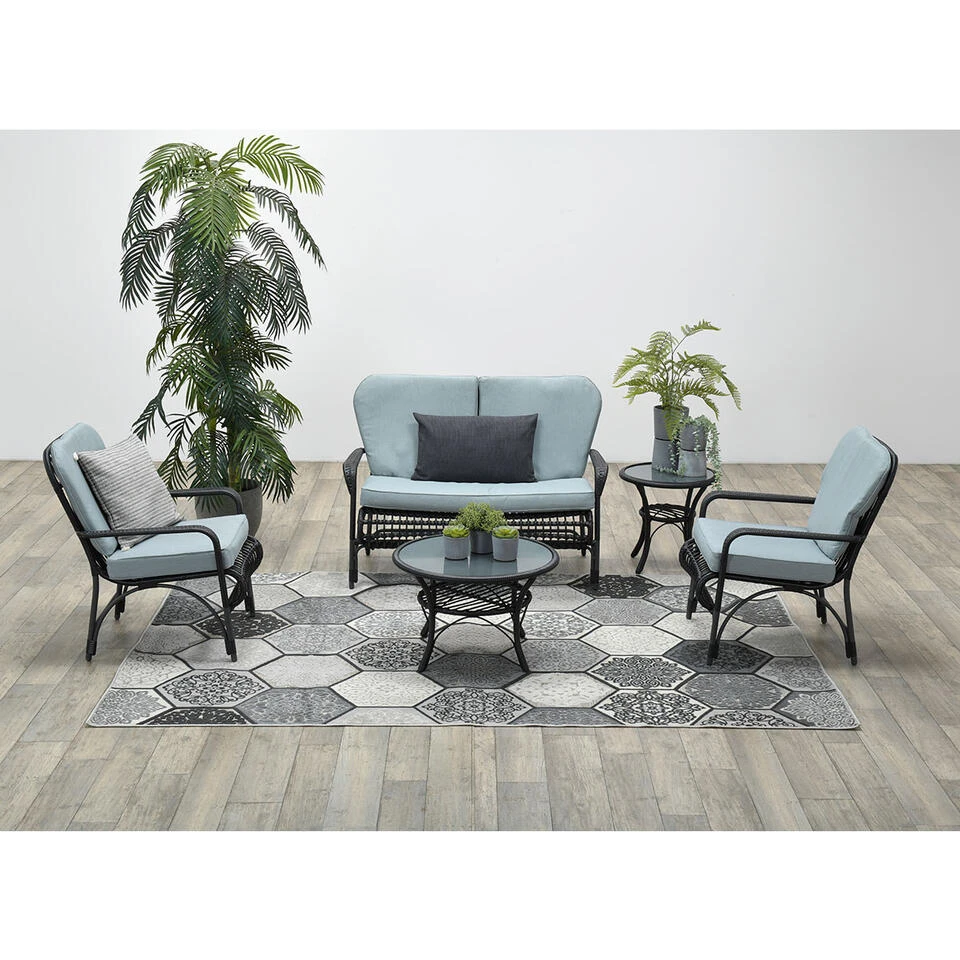 Garden Impressions Olaf Loungeset 5-delig - Zwart 2 Garden Impressions Olaf Loungeset 5-delig - Zwart - Afbeelding 2