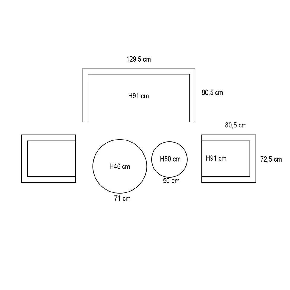 Garden Impressions Olaf Loungeset 5-delig - Zwart 3 Garden Impressions Olaf Loungeset 5-delig - Zwart - Afbeelding 3