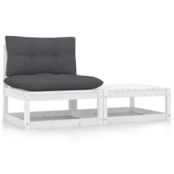 VidaXL 2-delige Loungeset Met Kussens Massief Grenenhout Wit