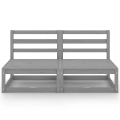 VidaXL Tuinbank 2-zits Massief Grenenhout Grijs 6 VidaXL Tuinbank 2-zits Massief Grenenhout Grijs -VIDAXL Banken Verkoop 1000048109 0102