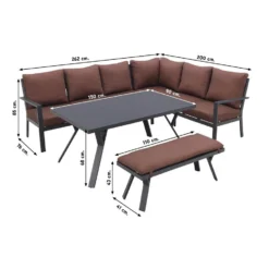 GI Sergio Lounge Dining Set Rechts - Black/Copper - 4-delig -VIDAXL Banken Verkoop 1000053020 0103