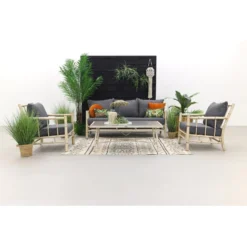 Garden Impressions Lombok Loungeset - Alu Bamboo / Mystic -VIDAXL Banken Verkoop 1000053026 0103