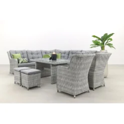 Suns Lounge Dining Set Richmond + 2 Dining Tuinstoelen - Pearl -VIDAXL Banken Verkoop 1000053093 0103