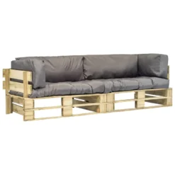 VidaXL 2-delige Loungeset Pallet Met Grijze Kussens Grenenhout
