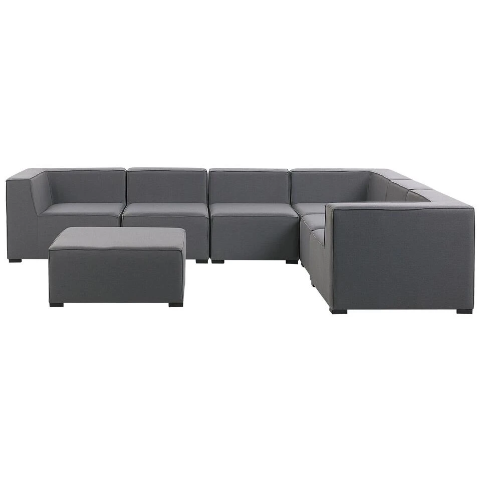 Beliani Hoek Loungeset AREZZO - Grijs Polyester 4 Beliani Hoek Loungeset AREZZO - Grijs Polyester - Afbeelding 4