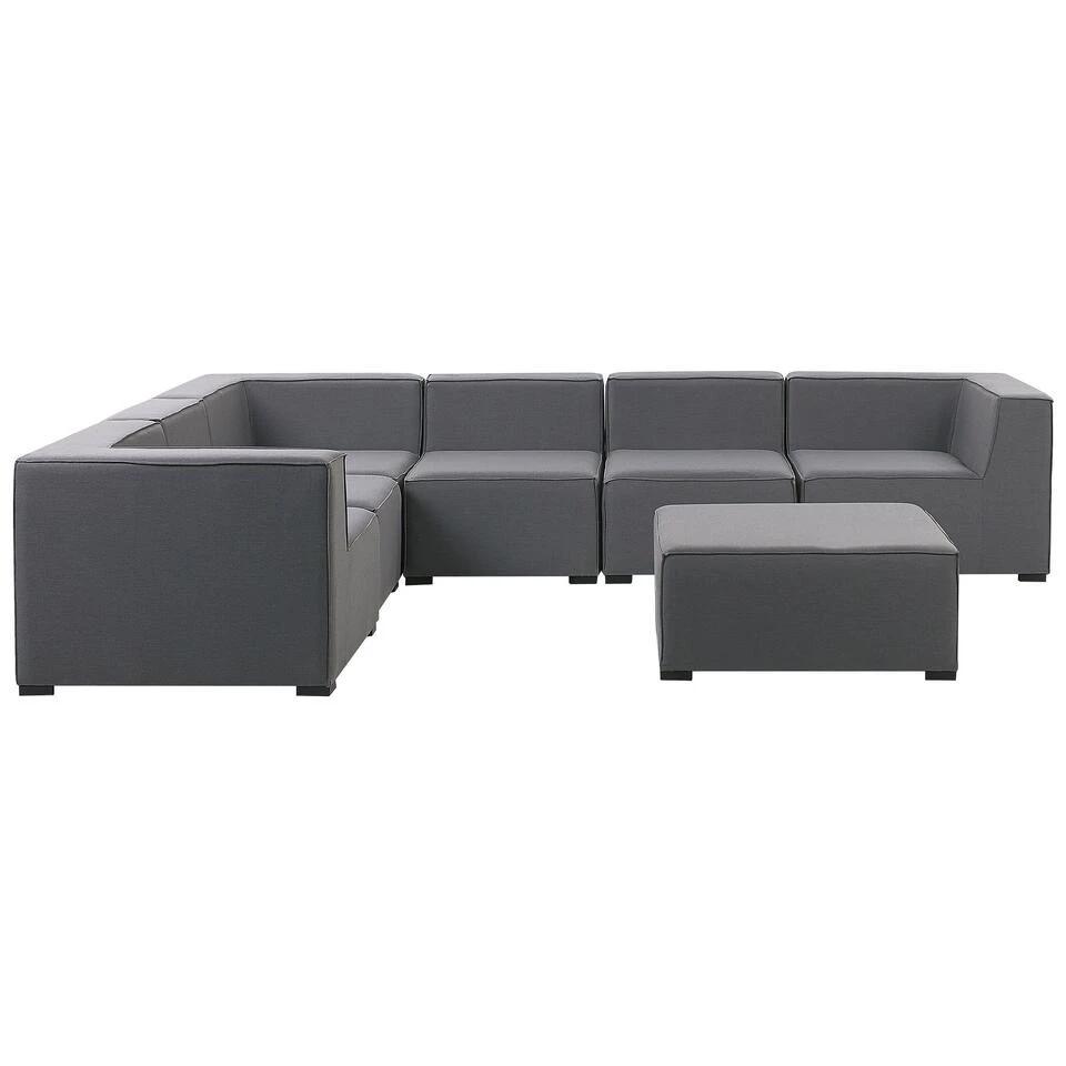 Beliani Hoek Loungeset AREZZO - Grijs Polyester 1 Beliani Hoek Loungeset AREZZO - Grijs Polyester