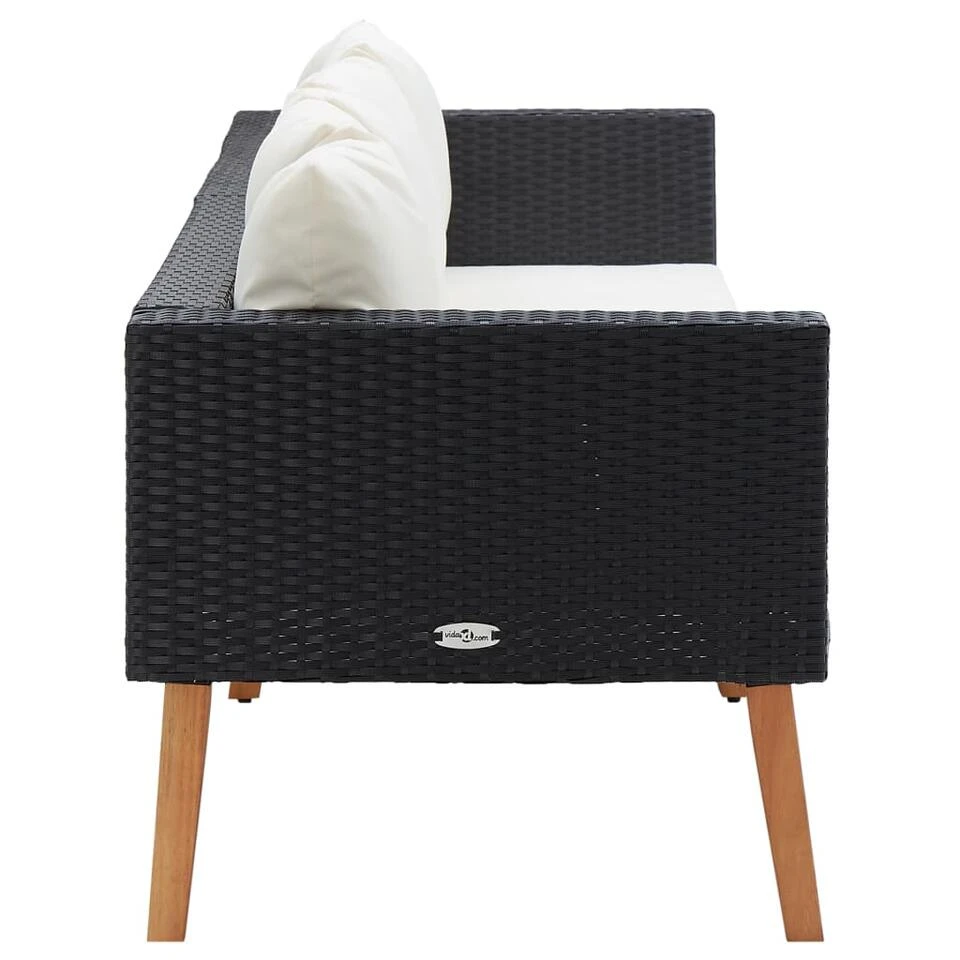 VidaXL Tuinbank 3-zits Met Kussens Poly Rattan Zwart 2 VidaXL Tuinbank 3-zits Met Kussens Poly Rattan Zwart - Afbeelding 2