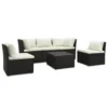 VidaXL 4-delige Loungeset Met Kussens Poly Rattan Bruin