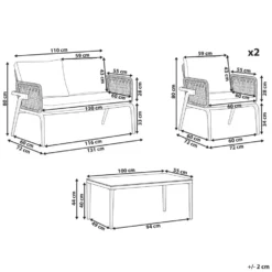 Beliani Loungeset SCIACCA - Grijs Aluminium 7 Beliani Loungeset SCIACCA - Grijs Aluminium -VIDAXL Banken Verkoop 1000058772 0103
