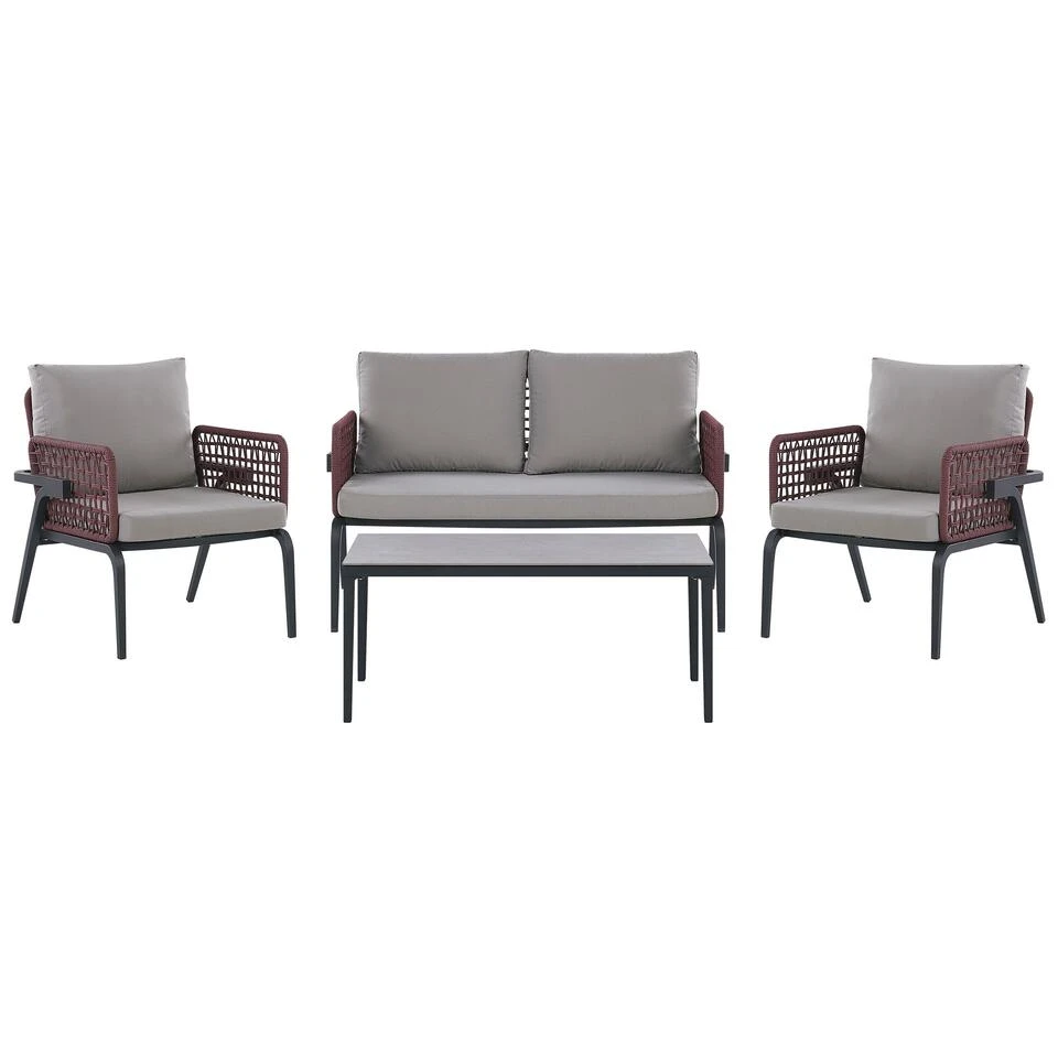 Beliani Loungeset SCIACCA - Grijs Aluminium 1 Beliani Loungeset SCIACCA - Grijs Aluminium