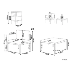 Beliani Loungeset TERRACINA - Oranje Aluminium -VIDAXL Banken Verkoop 1000059687 0102