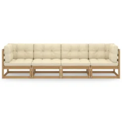 VidaXL Tuinbank 4-zits Met Kussens Massief Grenenhout -VIDAXL Banken Verkoop 1000060805 0102