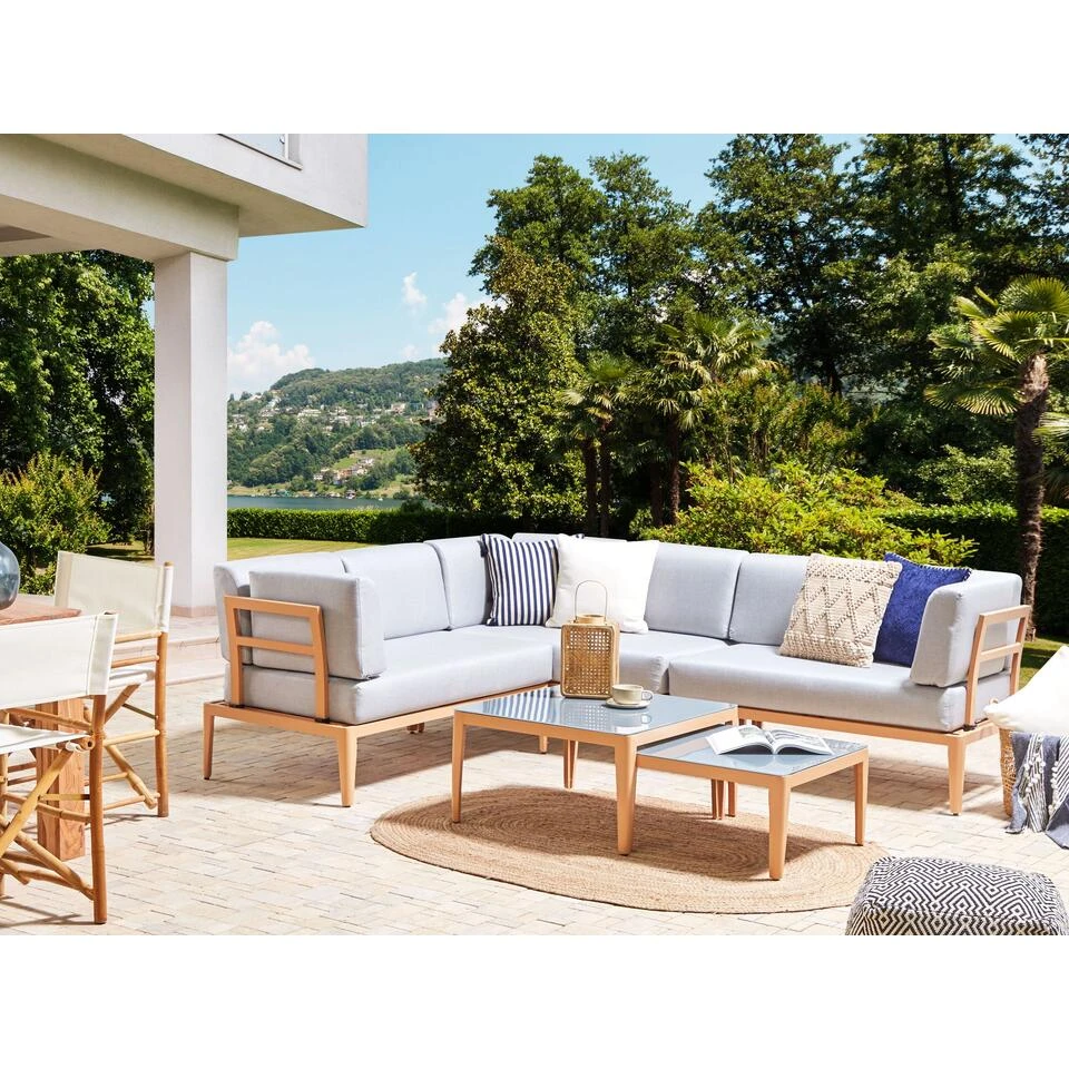 Beliani Loungeset RIMA III - Grijs Aluminium - Grijze Kussenset 2 Beliani Loungeset RIMA III - Grijs Aluminium - Grijze Kussenset - Afbeelding 2