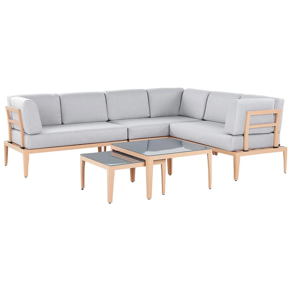 Beliani Loungeset RIMA III - Grijs Aluminium - Grijze Kussenset 4 Beliani Loungeset RIMA III - Grijs Aluminium - Grijze Kussenset - Afbeelding 4