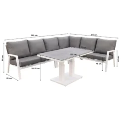 VDG Azoren Lounge Diningset Rechts - White (tafelhoogte Verstelbaar) 6 VDG Azoren Lounge Diningset Rechts - White (tafelhoogte Verstelbaar) -VIDAXL Banken Verkoop 1000073161 0102