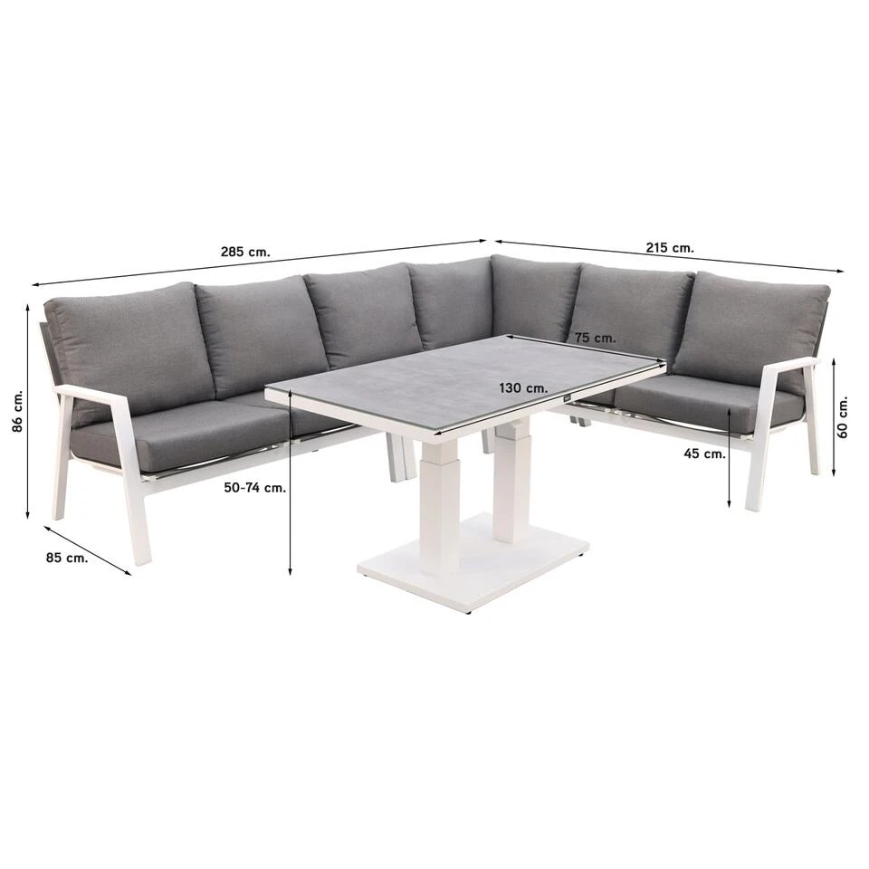 VDG Azoren Lounge Diningset Rechts - White (tafelhoogte Verstelbaar) 3 VDG Azoren Lounge Diningset Rechts - White (tafelhoogte Verstelbaar) - Afbeelding 3