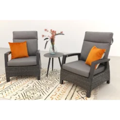 VDG Darwin Verstelbare Loungestoelen + Bijzettafel Rond - Antraciet -VIDAXL Banken Verkoop 1000074422 0102