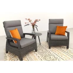 VDG Darwin Verstelbare Loungestoelen + Bijzettafel Rond - Antraciet -VIDAXL Banken Verkoop 1000074422 0103