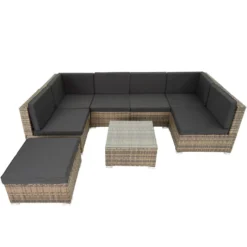 Tectake - Loungeset Venetië - Wicker - Naturel 6 Tectake - Loungeset Venetië - Wicker - Naturel -VIDAXL Banken Verkoop 1000077856 0102