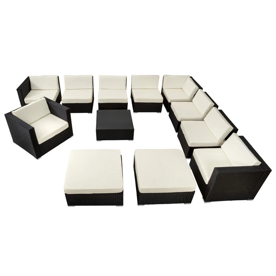 Tectake - Loungeset Las Vegas - Wicker - Zwart 3 Tectake - Loungeset Las Vegas - Wicker - Zwart - Afbeelding 3