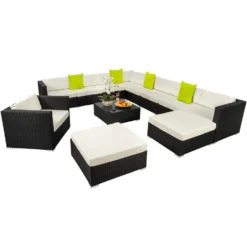 Tectake - Loungeset Las Vegas - Wicker - Zwart