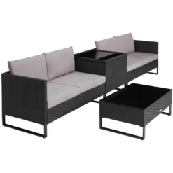 Tectake - Wicker Loungeset - Ostuni Zwart 7 Tectake - Wicker Loungeset - Ostuni Zwart -VIDAXL Banken Verkoop 1000077862 0103