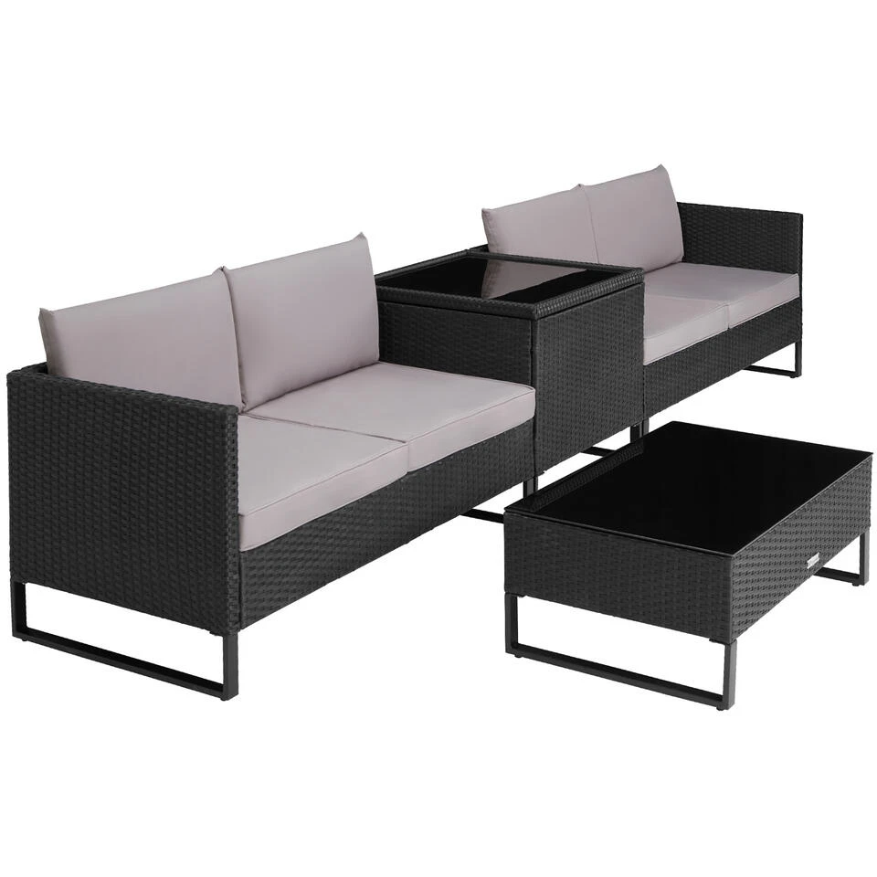 Tectake - Wicker Loungeset - Ostuni Zwart 4 Tectake - Wicker Loungeset - Ostuni Zwart - Afbeelding 4
