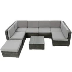 Tectake - Loungeset Venetië - Wicker - Grijs 6 Tectake - Loungeset Venetië - Wicker - Grijs -VIDAXL Banken Verkoop 1000077868 0102