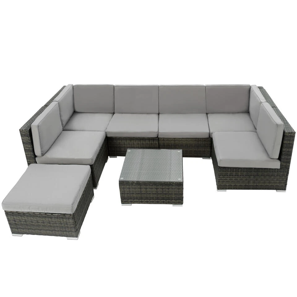 Tectake - Loungeset Venetië - Wicker - Grijs 3 Tectake - Loungeset Venetië - Wicker - Grijs - Afbeelding 3