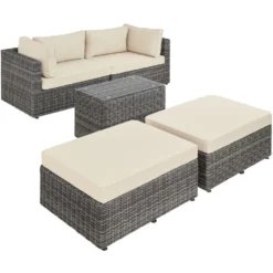 Tectake - Loungeset San Domino - Wicker - Grijs 6 Tectake - Loungeset San Domino - Wicker - Grijs -VIDAXL Banken Verkoop 1000077876 0102